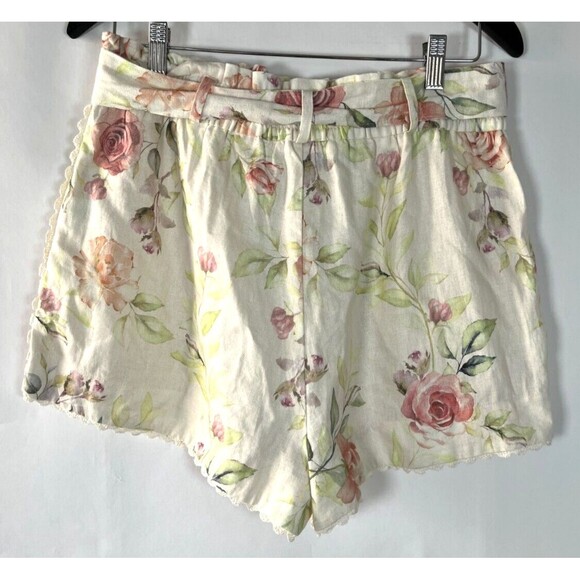 NEW‎ Caroline Constas Linen Blend Floral Shorts Size M Cottage Feminine Toile - Picture 5 of 10